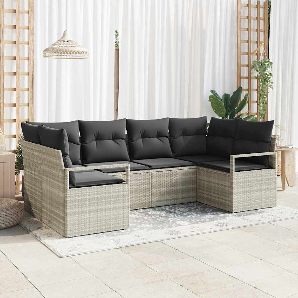 vidaXL Ensemble de canapés de jardin avec coussins 6 pcs Gris clair Poly-rotin