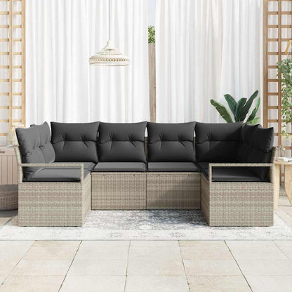 vidaXL Ensemble de canapés de jardin avec coussins 6 pcs Gris clair Poly-rotin
