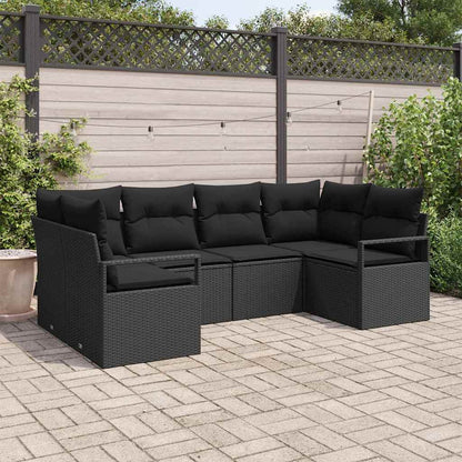 vidaXL Ensemble de canapés de jardin avec coussins 6 pcs Noir Résine tressée
