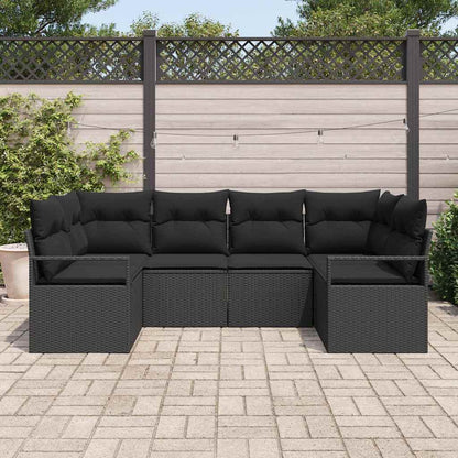 vidaXL Ensemble de canapés de jardin avec coussins 6 pcs Noir Résine tressée