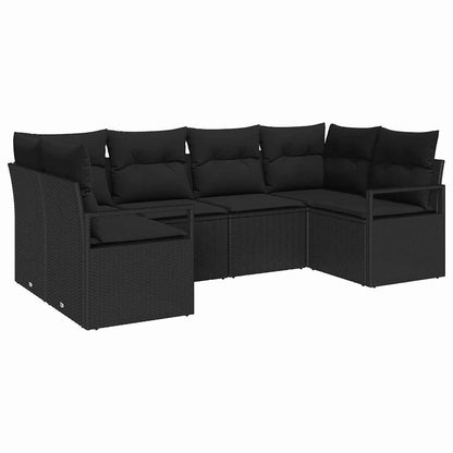 vidaXL Ensemble de canapés de jardin avec coussins 6 pcs Noir Résine tressée