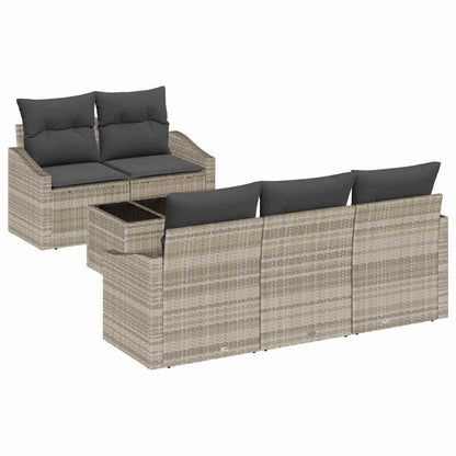Sofa Set mit Kissen 6 pcs Hellgrau und Dunkelgrau Poly-Rattan
