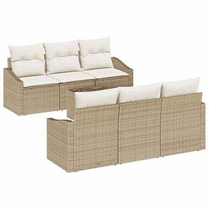 Sofa Set mit Kissen 7 pcs Beige und Creme Poly-Rattan