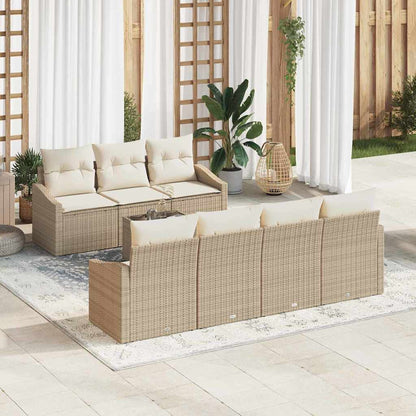 Sofa Set mit Kissen 8 pcs Beige und Creme Poly-Rattan