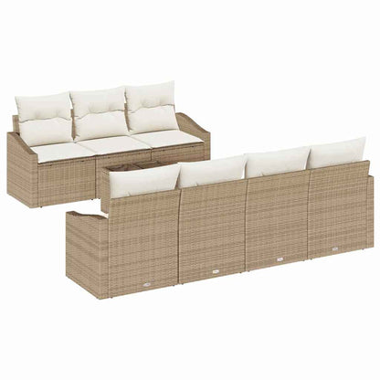 Sofa Set mit Kissen 8 pcs Beige und Creme Poly-Rattan