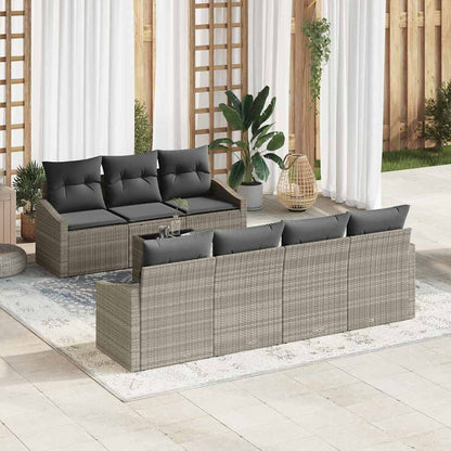 Sofa Set mit Kissen 8 pcs Hellgrau und Dunkelgrau Poly-Rattan
