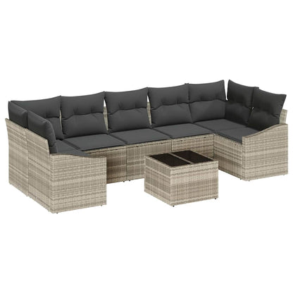 Sofa Set mit Kissen 8 pcs Hellgrau und Dunkelgrau Poly-Rattan