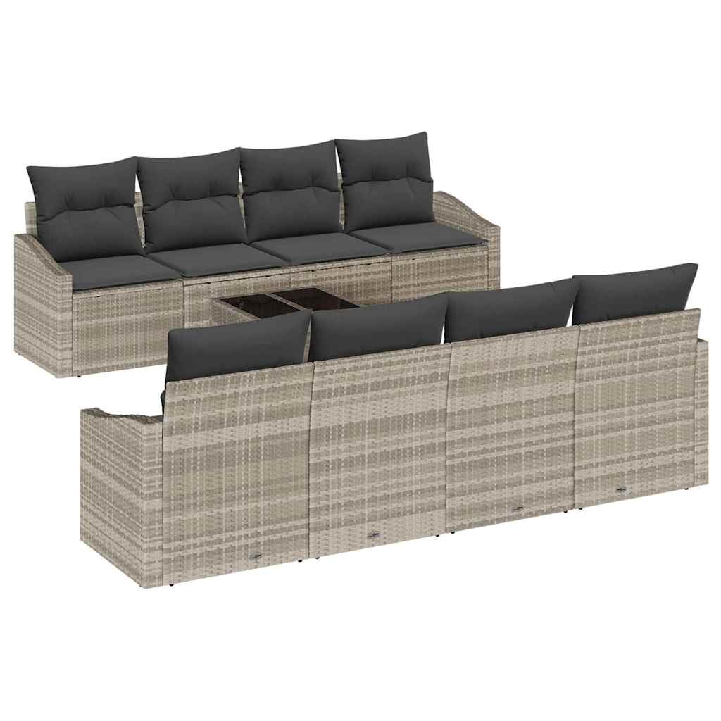 Sofa Set mit Kissen 7 pcs Hellgrau und Dunkelgrau Poly-Rattan
