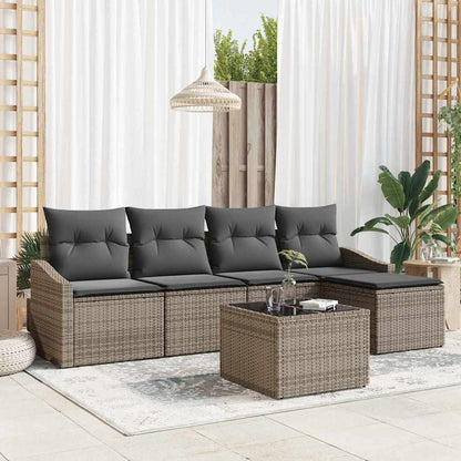 Sofa Set mit Kissen mit Speicher 6 pcs Hellgrau Poly-Rattan