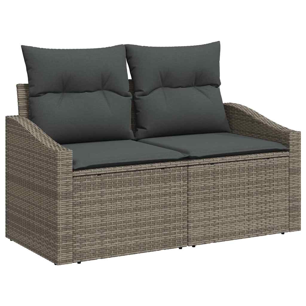 Gartensofa-set mit Kissen 5 pcs Hellgrau Poly-Rattan