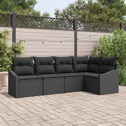 vidaXL Ensemble de canapés de jardin avec coussins 5 pcs Noir Résine tressée