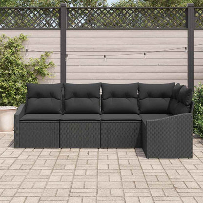 vidaXL Ensemble de canapés de jardin avec coussins 5 pcs Noir Résine tressée
