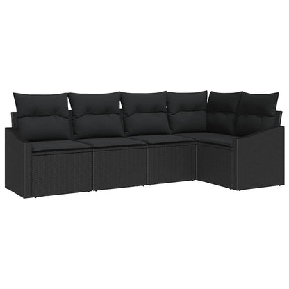 vidaXL Ensemble de canapés de jardin avec coussins 5 pcs Noir Résine tressée