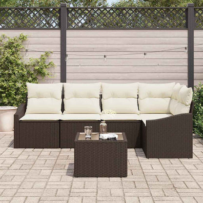 vidaXL Salon de jardin avec coussins 6 pcs Marron et crème en résine tressée