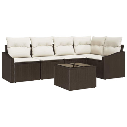 vidaXL Salon de jardin avec coussins 6 pcs Marron et crème en résine tressée