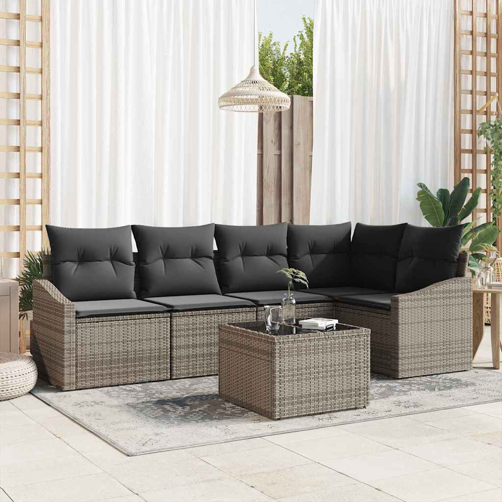 vidaXL Salon de jardin avec coussins 6 pcs Gris clair résine tressée