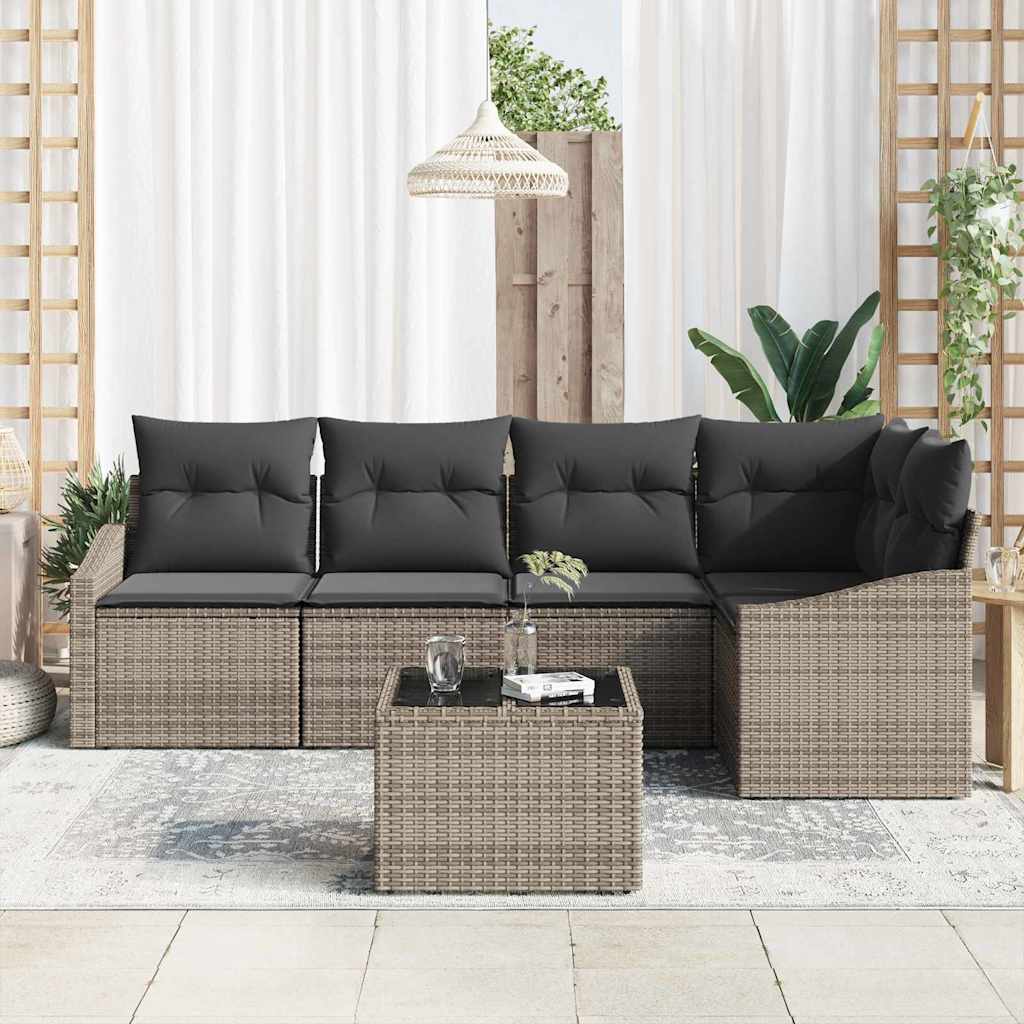 vidaXL Salon de jardin avec coussins 6 pcs Gris clair résine tressée
