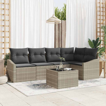vidaXL Salon de jardin avec coussins 6 pcs Gris clair résine tressée