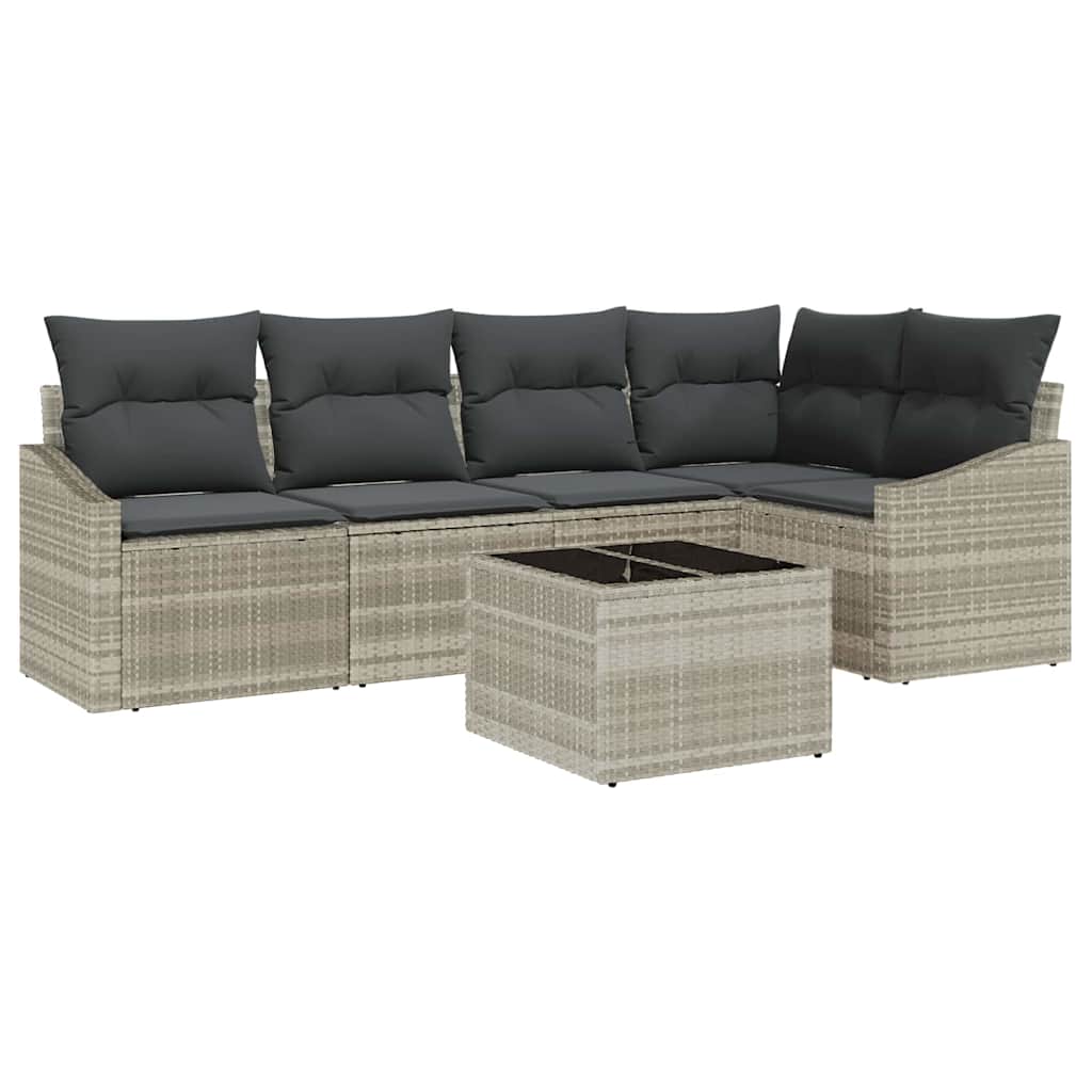 vidaXL Salon de jardin avec coussins 6 pcs Gris clair résine tressée