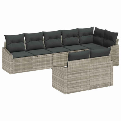 Gartensofa-set mit Kissen 8 pcs Hellgrau Poly-Rattan