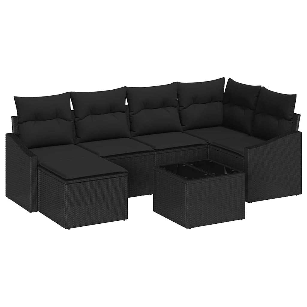 Garten Essgruppe mit Kissen mit Speicher 7 pcs Schwarz