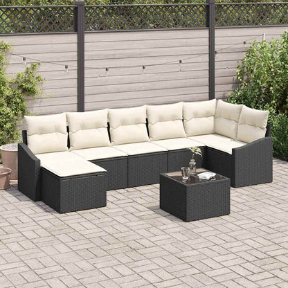 Garten-Sofa-Set mit Kissen 8 pcs Braun und Creme Poly-Rattan