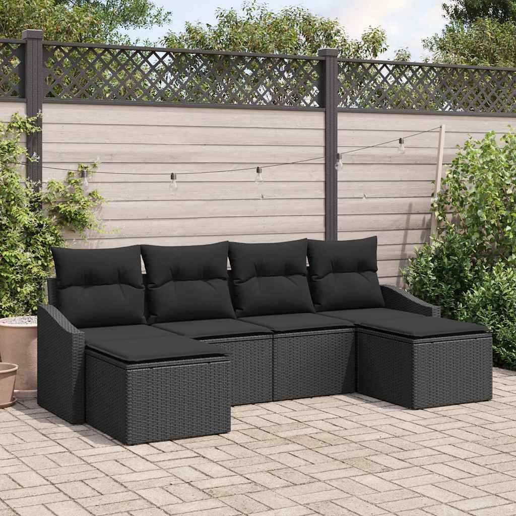 Garten Essgruppe mit Kissen mit Speicher 6 pcs Schwarz