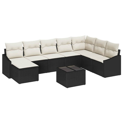Gartensofa-set mit Kissen 8 pcs Braun und Creme Poly-Rattan
