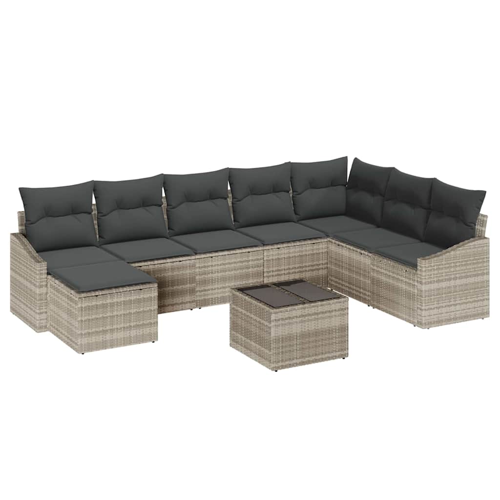 Gartensofa-set mit Kissen 8 pcs Hellgrau Poly-Rattan