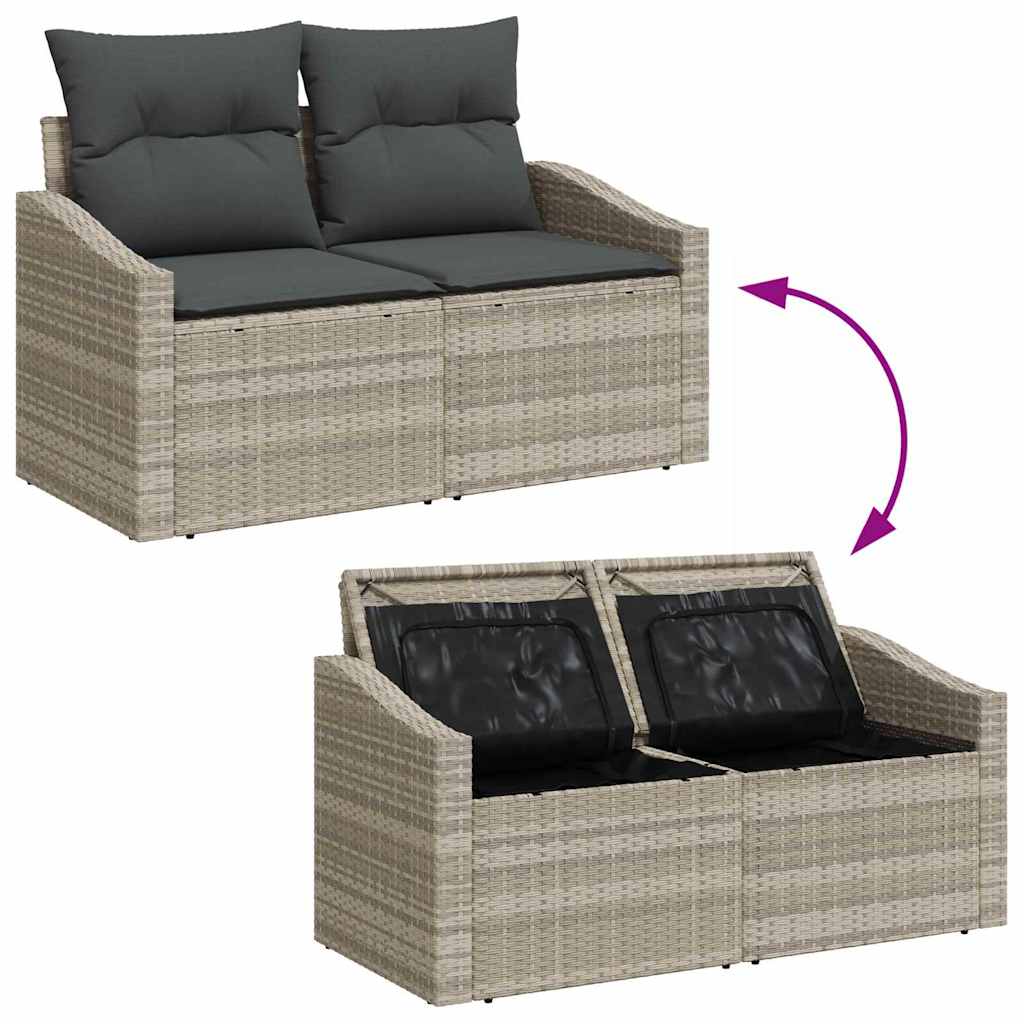 vidaXL Ensemble de canapés de jardin avec coussins 8 pcs Gris clair Résine tressée