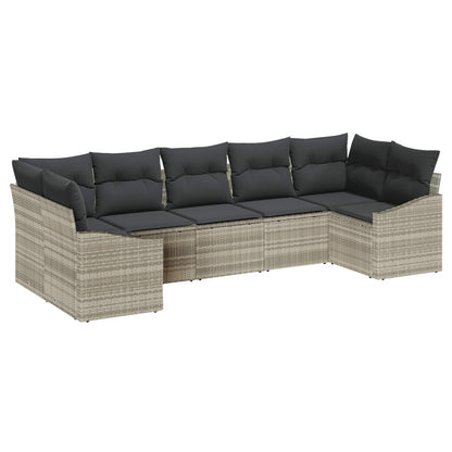 vidaXL Gartensofa-set mit Speicher 7 pcs Hellgrau Poly-Rattan
