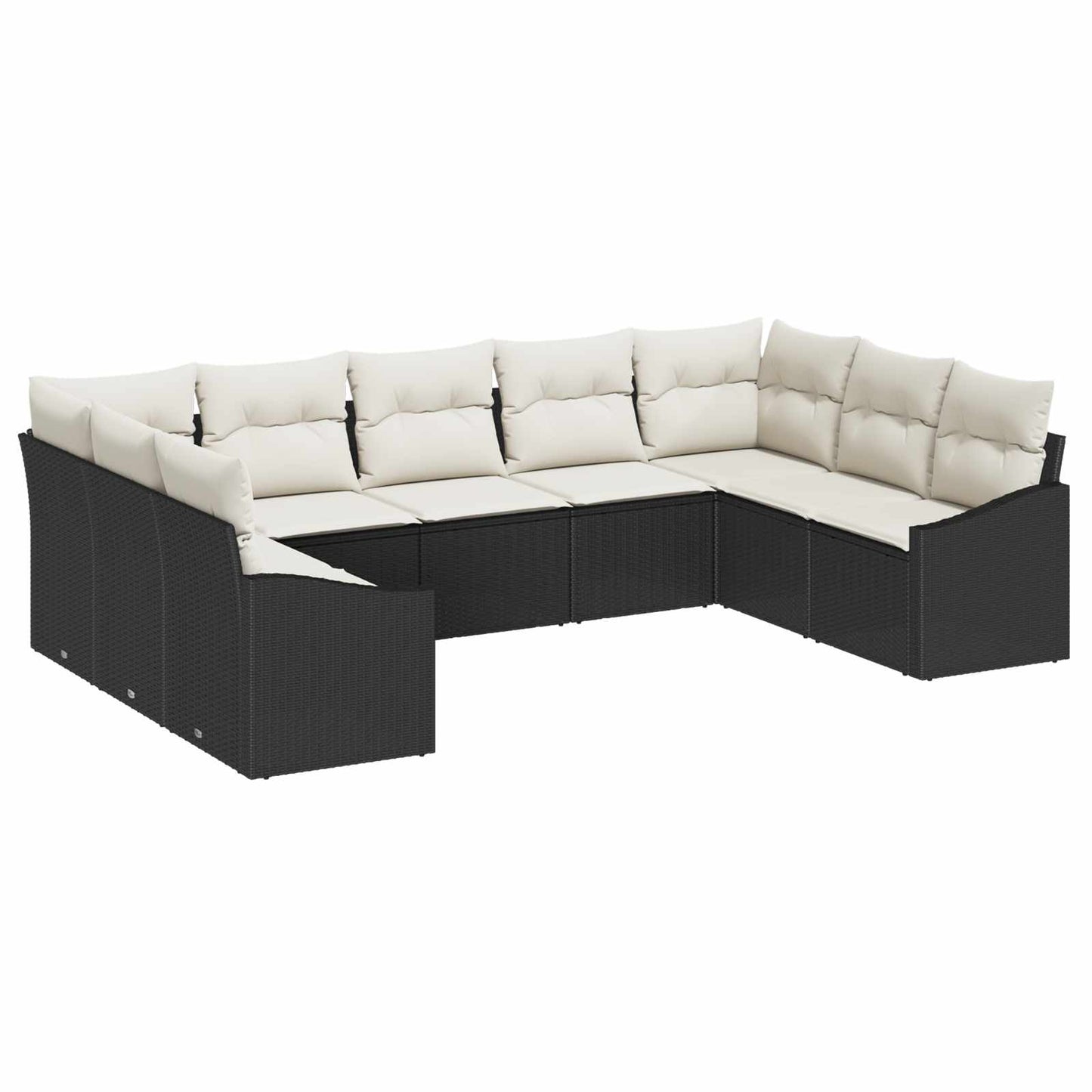 Gartensofa-set mit Speicher 9 pcs Schwarz und Creme Poly-Rattan