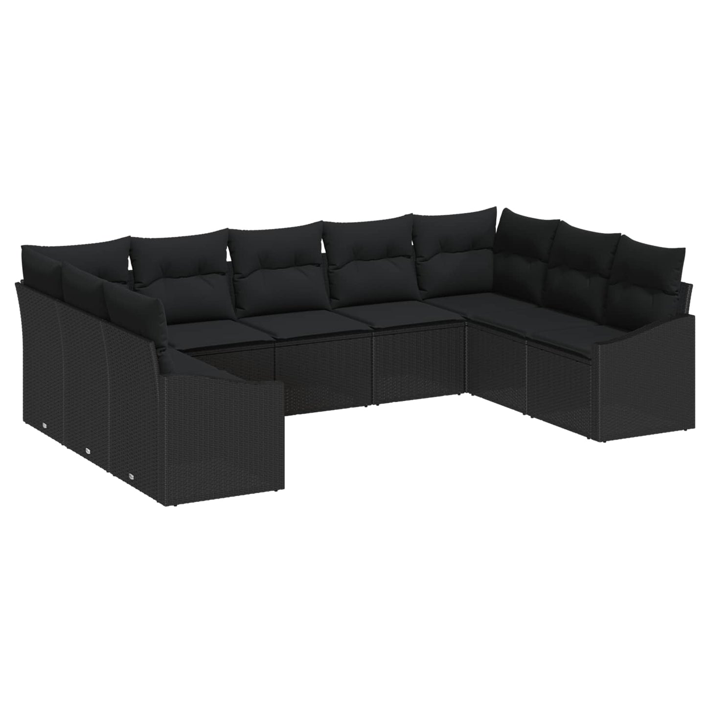 Gartensofa-set mit Speicher 9 pcs Schwarz Poly-Rattan