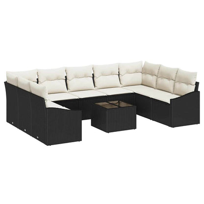 Gartensofa-set mit Speicher Braun und Creme Poly-Rattan