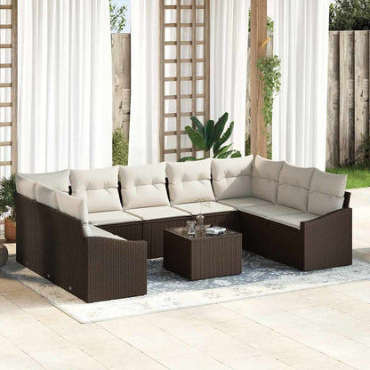 Gartensofa-set mit Speicher Braun und Creme Poly-Rattan