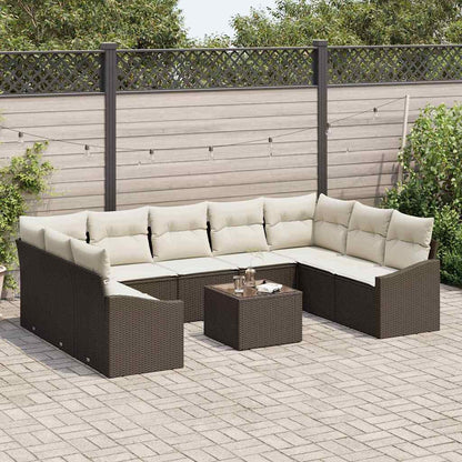 Gartensofa-set mit Speicher Braun und Creme Poly-Rattan