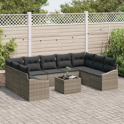 vidaXL Salon de jardin avec rangement Gris clair Résine tressée