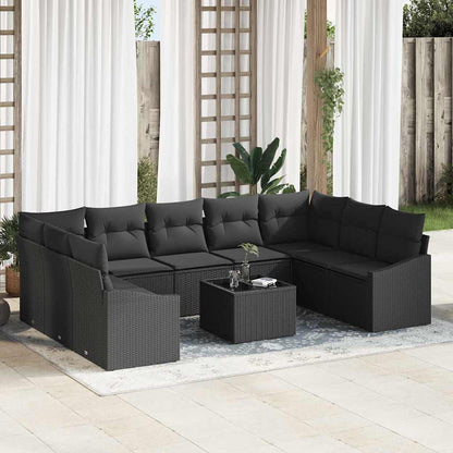 vidaXL Salon de jardin avec rangement Noir Résine tressée