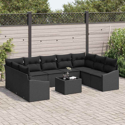 vidaXL Salon de jardin avec rangement Noir Résine tressée
