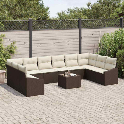 Gartensofa-set mit Speicher Braun und Creme Poly-Rattan