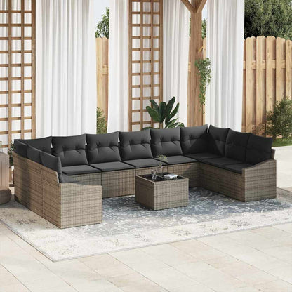 Gartensofa-set mit Speicher Hellgrau Poly-Rattan