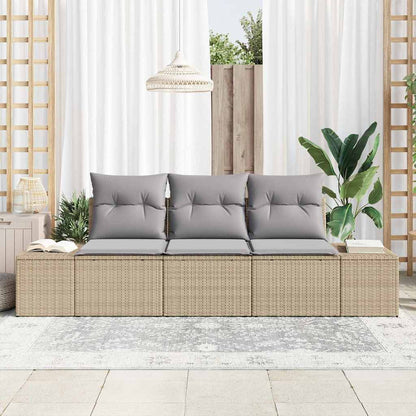 Gartensofa-set 3 pcs Beige und Hellgrau Poly-Rattan
