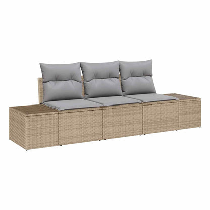 Gartensofa-set 3 pcs Beige und Hellgrau Poly-Rattan