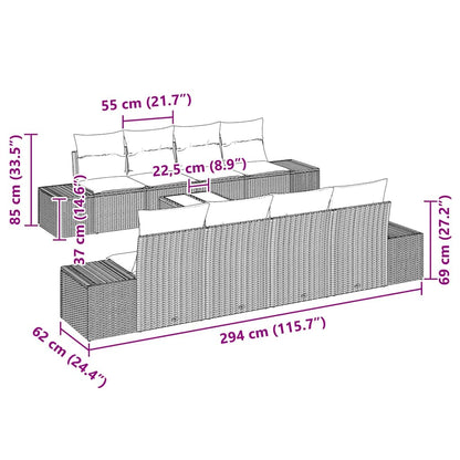 Garten-Sofa-Set mit Kissen 8 pcs Schwarz und Creme Poly-Rattan