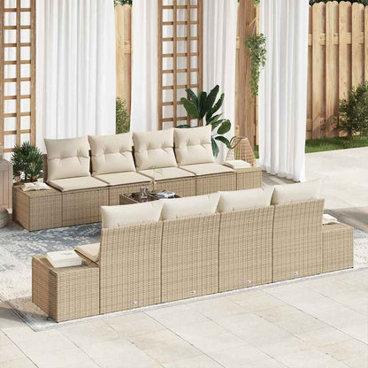 Garten-Sofa-Set mit Kissen 8 pcs Beige und Creme Poly-Rattan