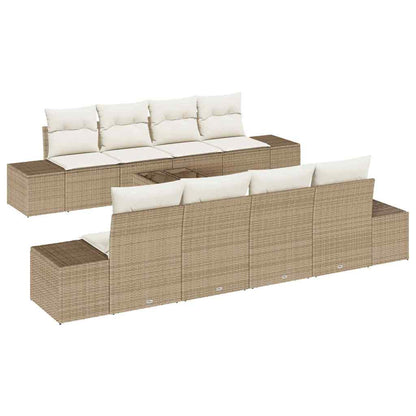 Garten-Sofa-Set mit Kissen 8 pcs Beige und Creme Poly-Rattan