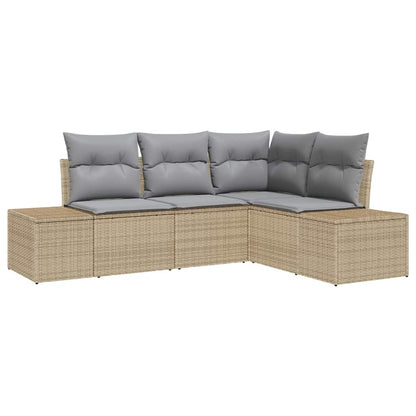 Gartensofa-set 4 pcs Beige und Hellgrau Poly-Rattan