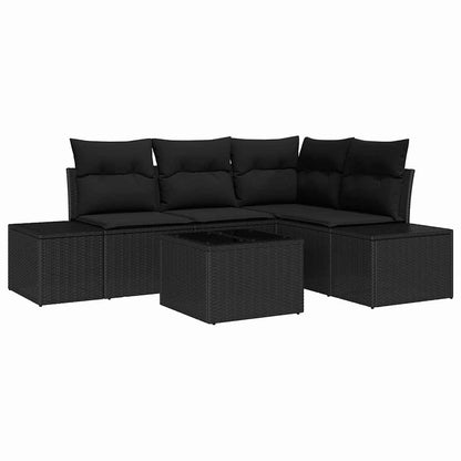 Gartensofa-set mit Speicher Schwarz Poly-Rattan