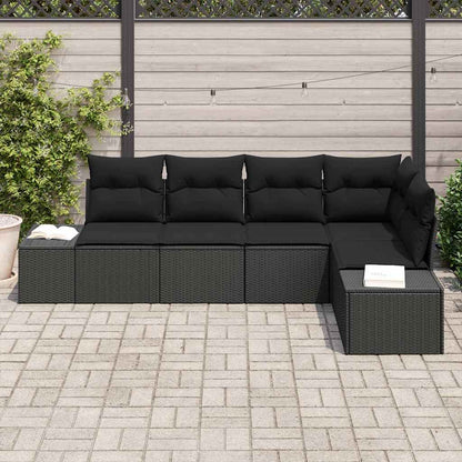 Gartensofa-set mit Speicher 5 pcs Schwarz Poly-Rattan