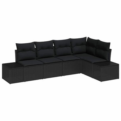 Gartensofa-set mit Speicher 5 pcs Schwarz Poly-Rattan